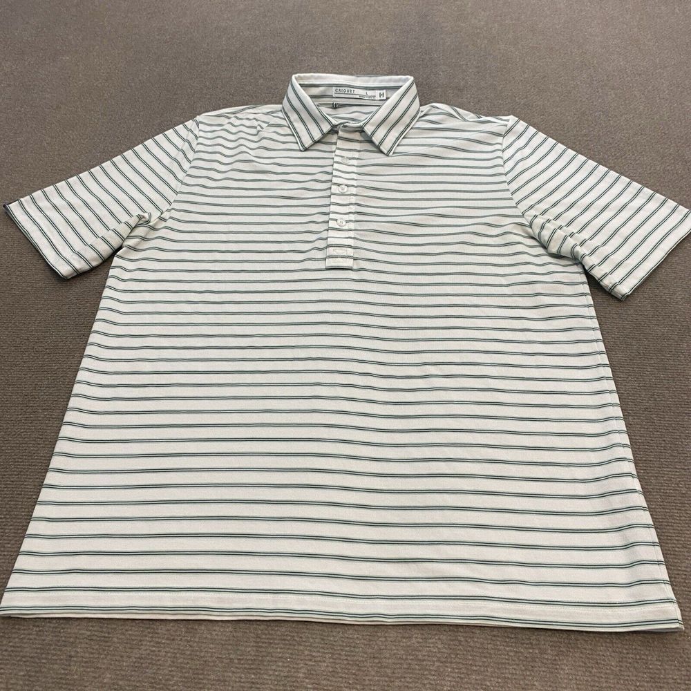 Criquet White Polo with Green Stripe